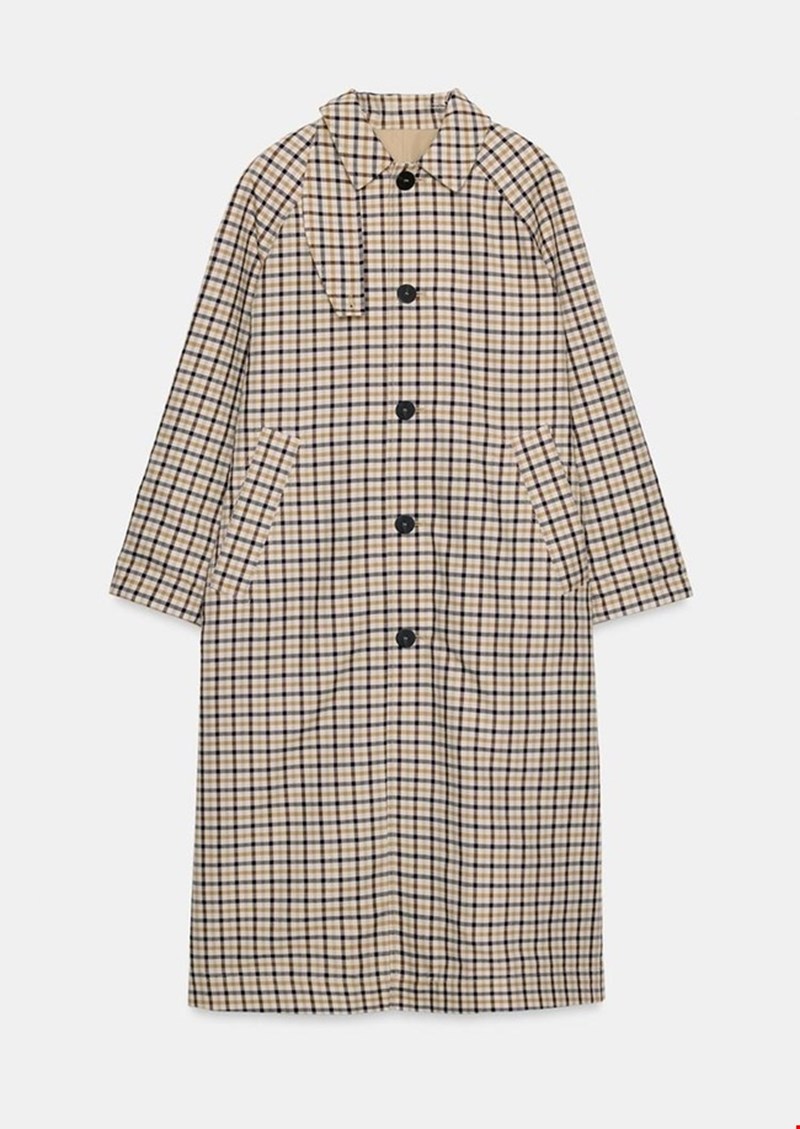 Αναστρέψιμη καμπαρντίνα με καρό σχέδιο ZW Collection, Zara