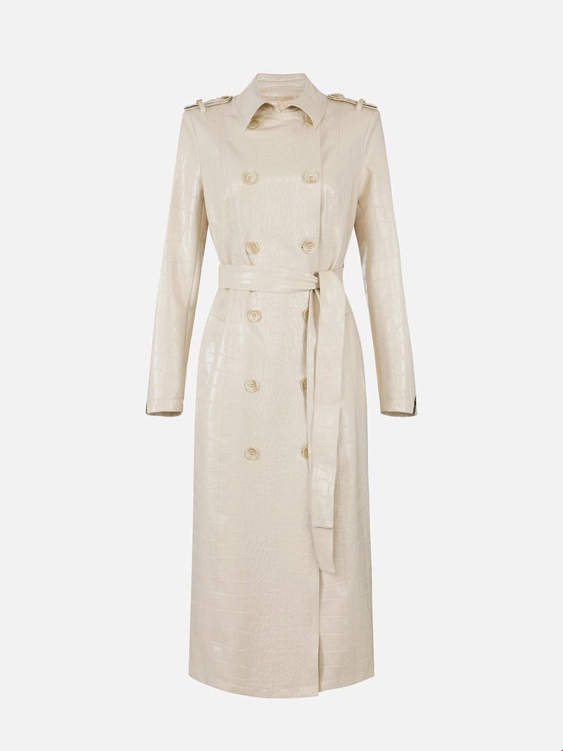 Trench coat with crocodile print, Elisabetta Franchi.