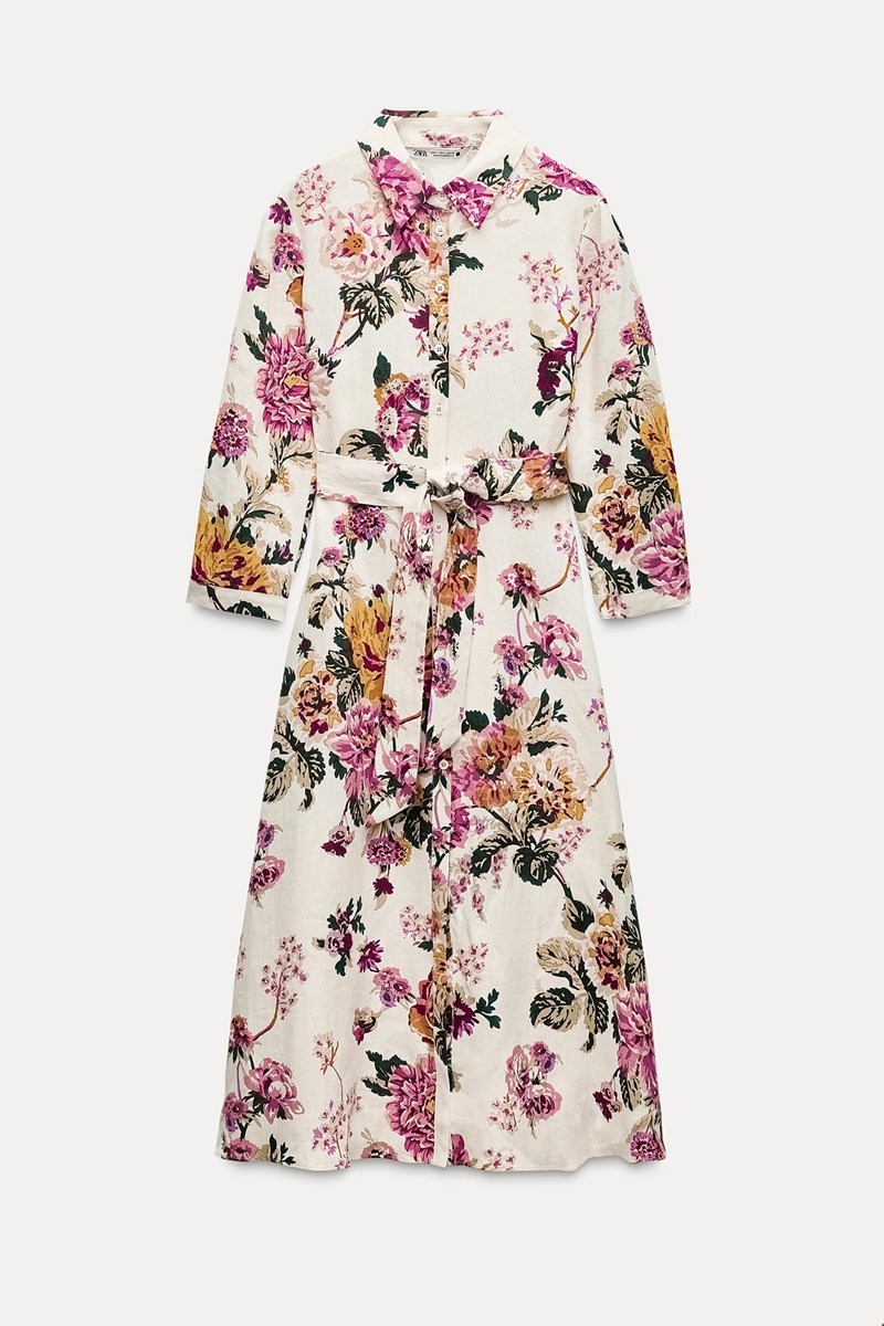 Φόρεμα σεμιζιέ από 100% λινό, Zara.