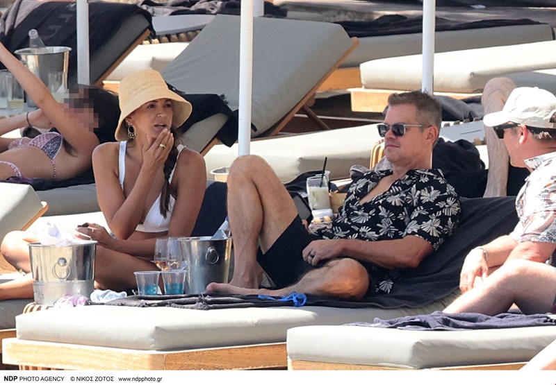 Matt Damon, Luciana Barroso, Μύκονος, Αυγ.2024