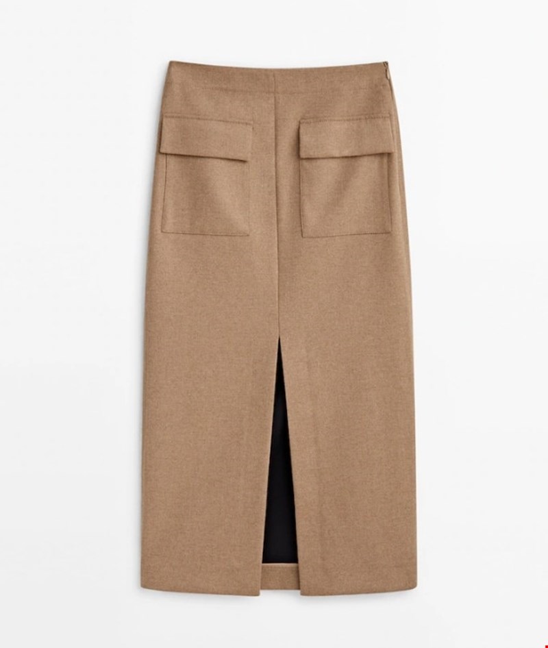Midi φούστα με τσέπες, Massimo Dutti