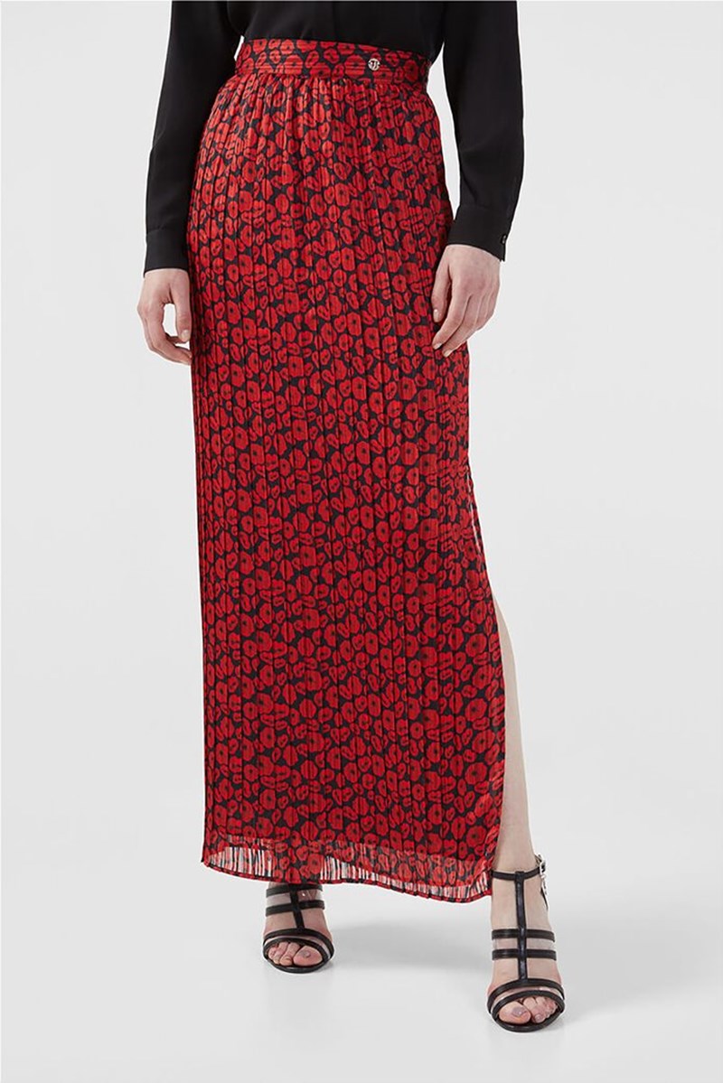 russardi Jeans γυναικεία φούστα ψηλόμεση με all-over print Κόκκινο