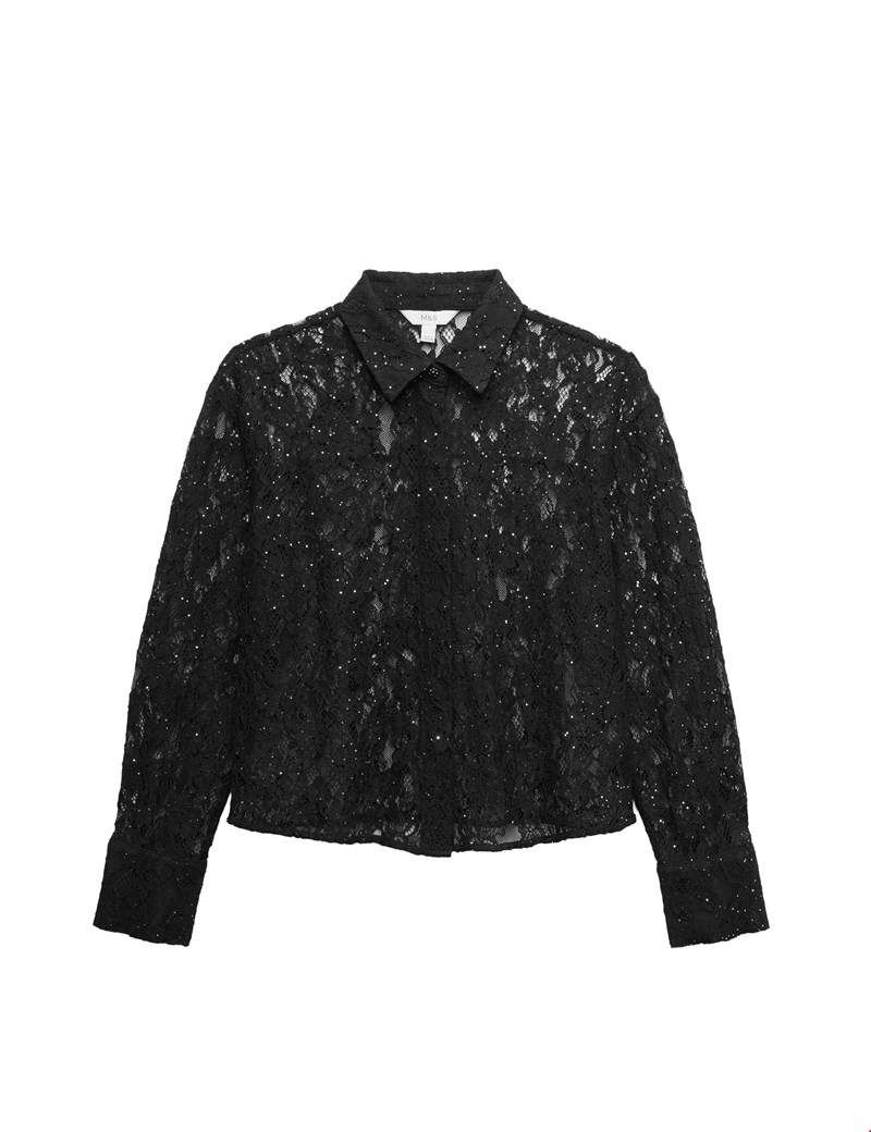 Lace Mαύρο Πουκάμισο M&S