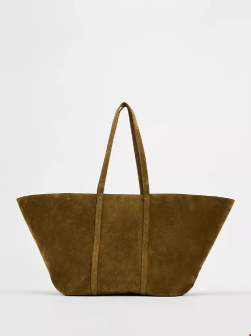 Τσάντα σε σχέδιο shopper από suede Zara