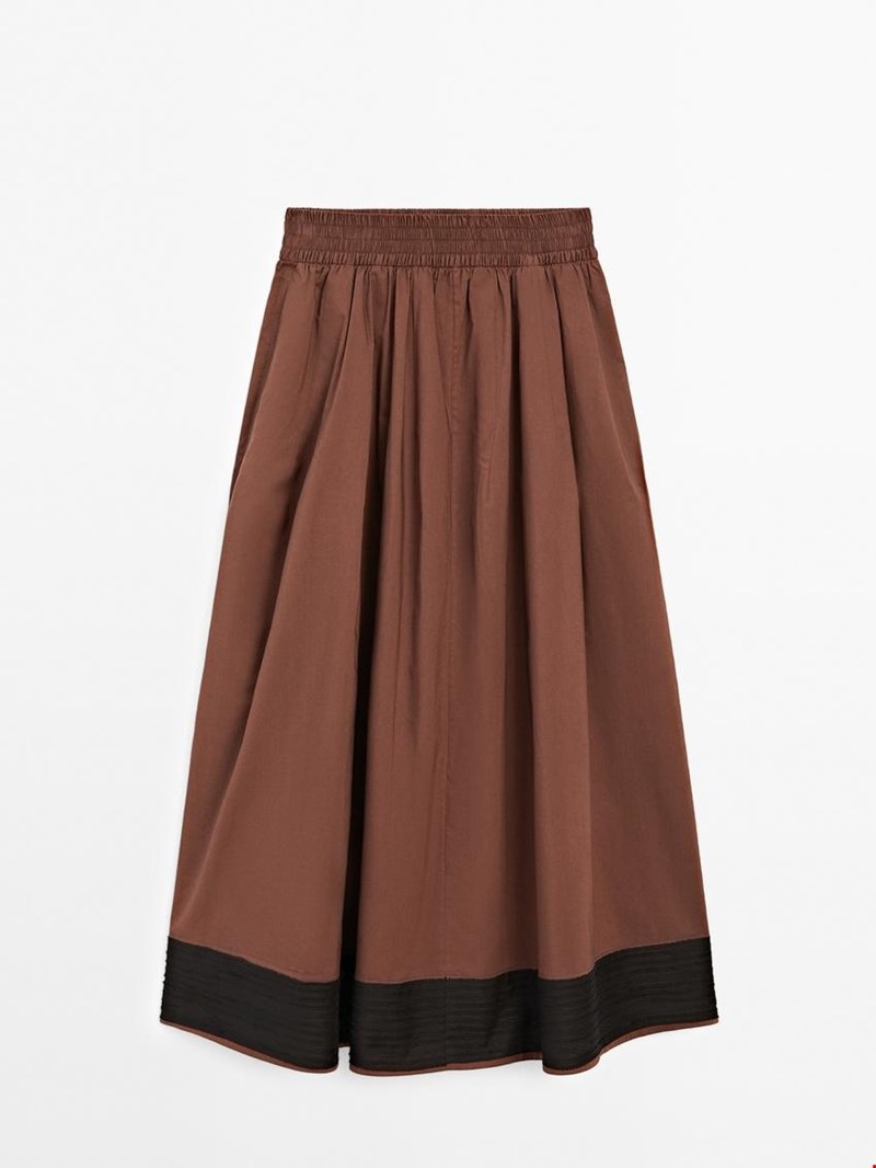 Μίντι κλος φούστα με κεντημένες κορδέλες Massimo Dutti
