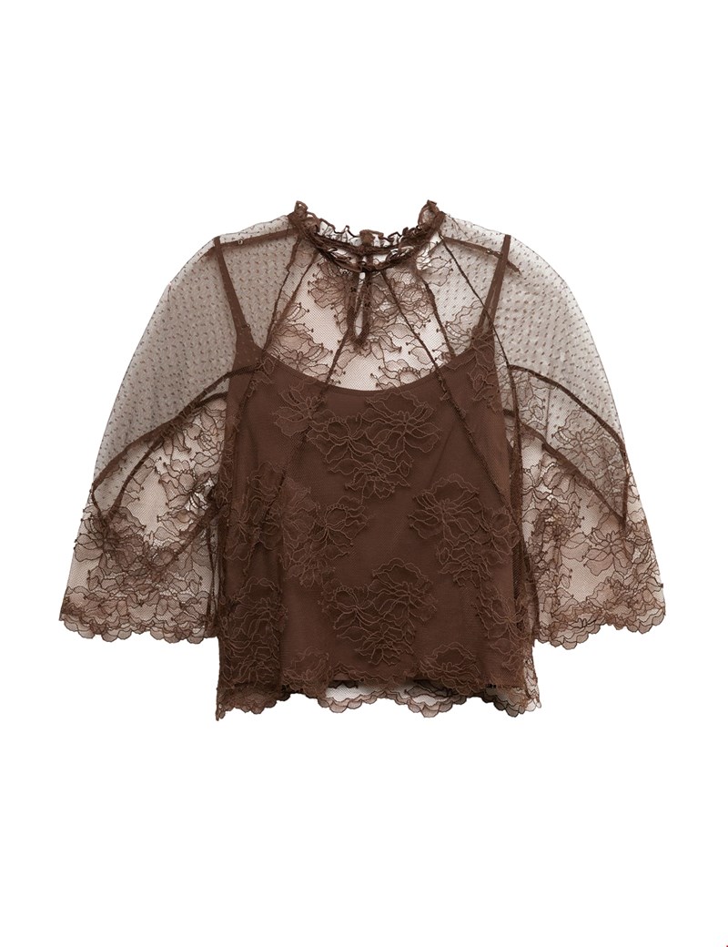 Lace Καφέ Πουκάμισο M&S