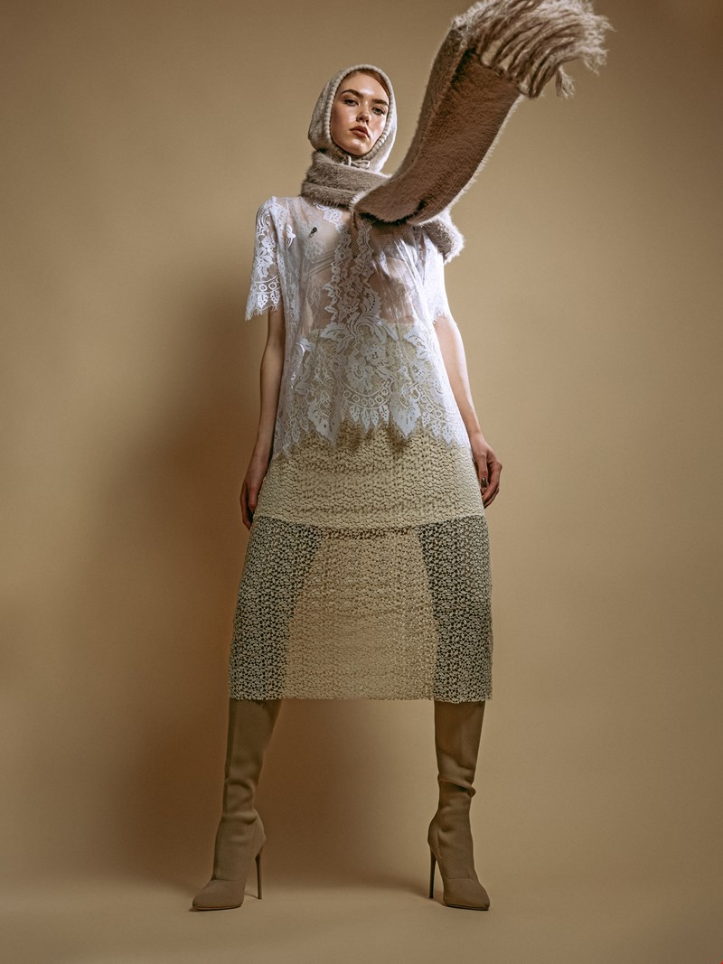lace tee theFNRM, skirt MODSTRÖM, scarf and beanie WEEKDAY, boots H&M