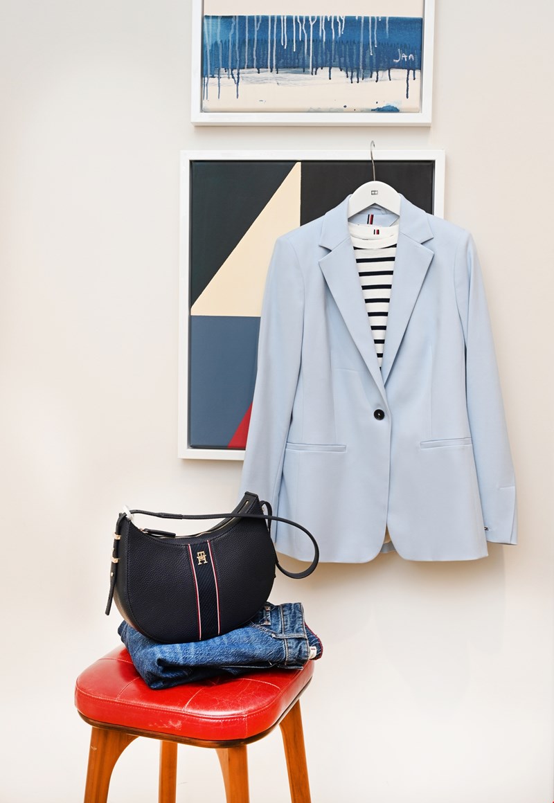 Monogram blazer, color breezy blue Tommy Hilfiger